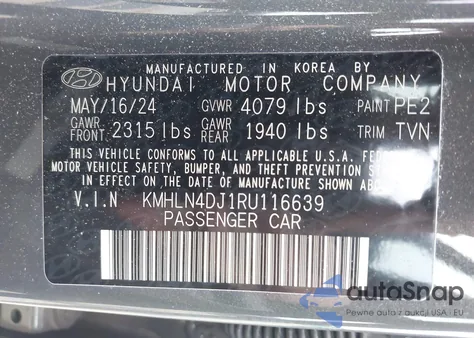 2024 Hyundai Elantra Limited from USA, damaged, VIN KMHLN4DJ1RU116639